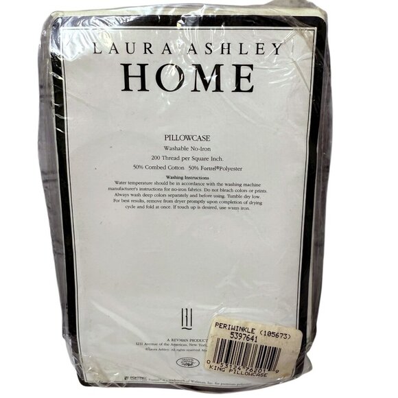 Laura Ashley Pillowcase King Size One Sham Purple Floral Cotton Blend New - Picture 3 of 7